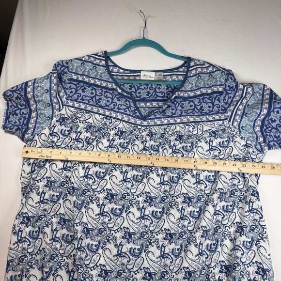 Vermont Country Store Blue Floral 100% Cotton Nightgown 2XL 2X Boho Cottage - Picture 3 of 9